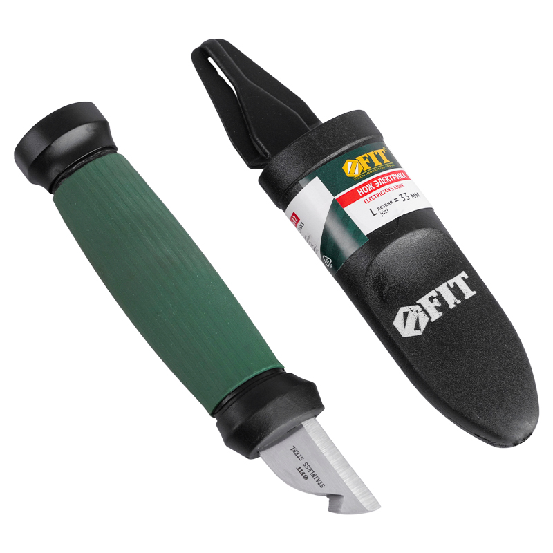 Нож электрика Fit 10642 нержавеющая сталь 2-х сторонняя заточка лезвие 33 мм 865₽