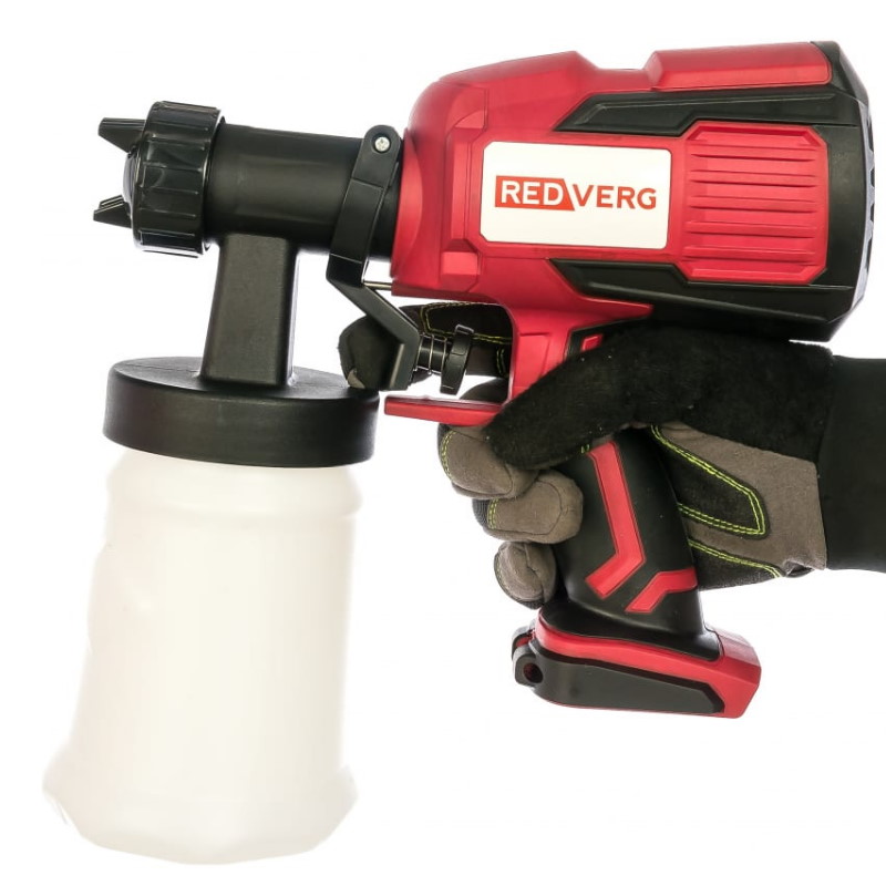 Аккумуляторный краскораспылитель Redverg RD-PS18V, вес 1 кг, безвоздушный тип, напряжение 18V в Череповце
