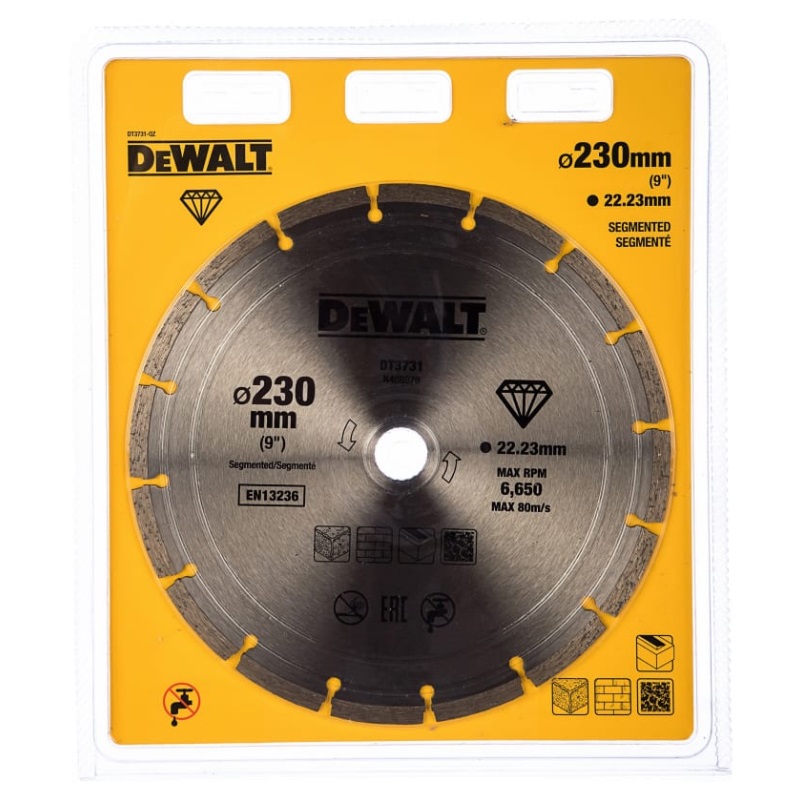 Алмазный диск DeWalt DT3731-QZ (230х22.2 мм, бетон, сегментный тип, высота кромки 7 мм) в Рыбинске