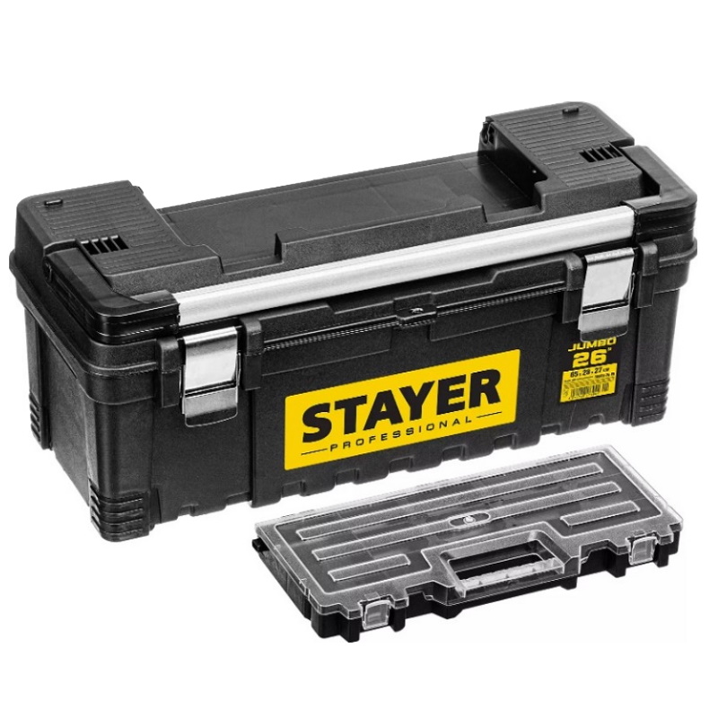 Ящик пластиковый для инструментов Stayer JUMBO-26 Professional 38003-26, 650 x 280 x 270 мм, (26")  в Коврове