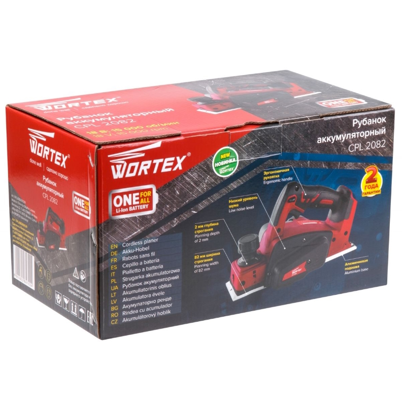 Аккумуляторный рубанок Wortex CPL CPL208200029 2082 в коробке ALL1 SOLO, 18 В, шир. до 82 мм, глуб. до 2 мм в Муроме