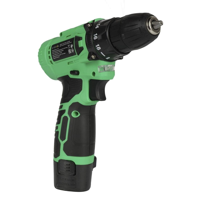 Дрель-шуруповерт Zitrek Green 12-Li Plus 083-1114, аккумуляторная, 12 В, 2x2.0 Ач в Ярославле