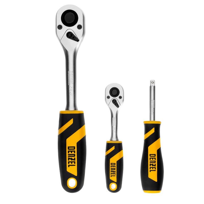 Набор инструментов Denzel 15809, 1/2", 1/4", CrV, S2, пластиковый кейс, 82 предмета в Переславле