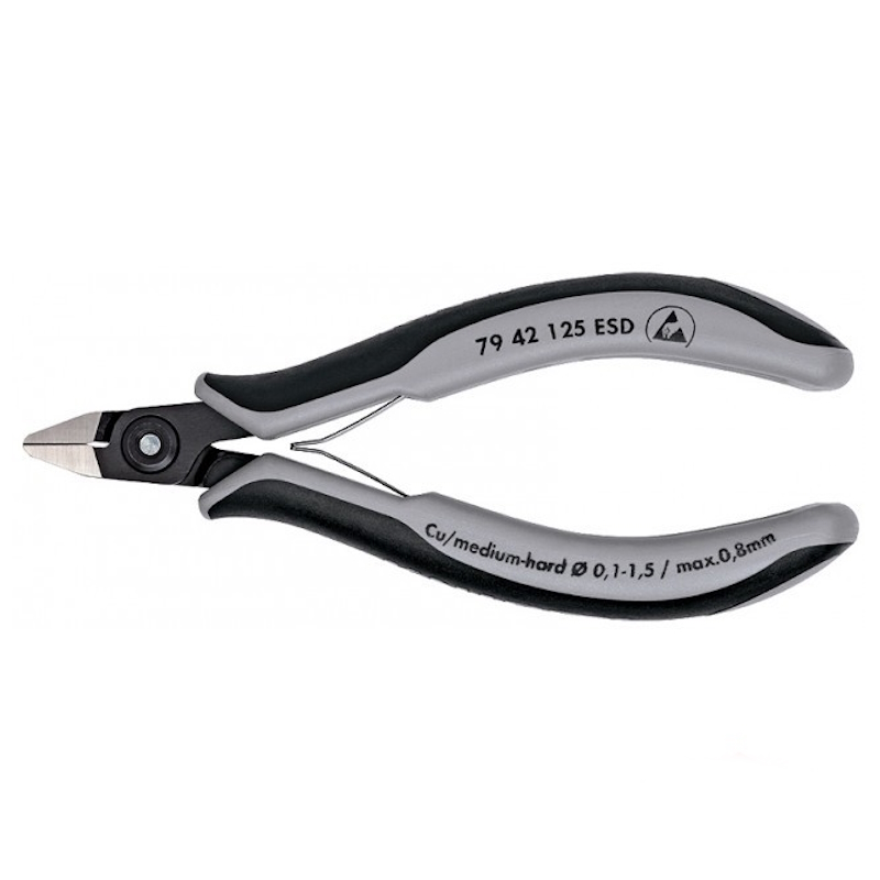 Бокорезы прецизионные Knipex ESD KN-7942125ESD, острая головка, 125 мм, 2-комп антистатические ручки в Рыбинске