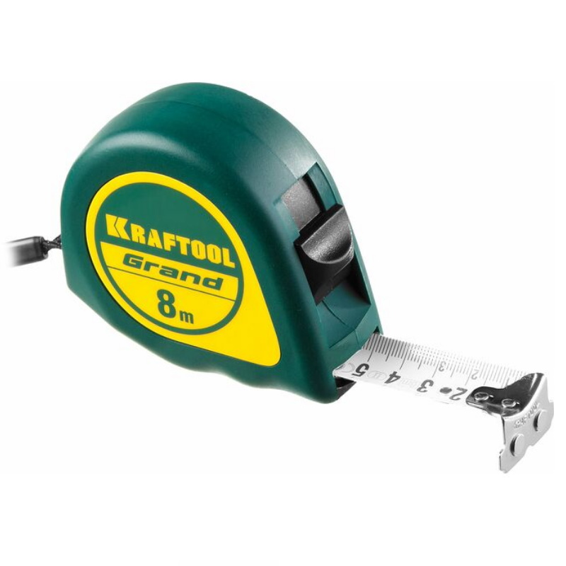 Рулетка Kraftool GRAND 34022-08-25, обрезиненный пластиковый корпус, 8м/25мм  в Переславле