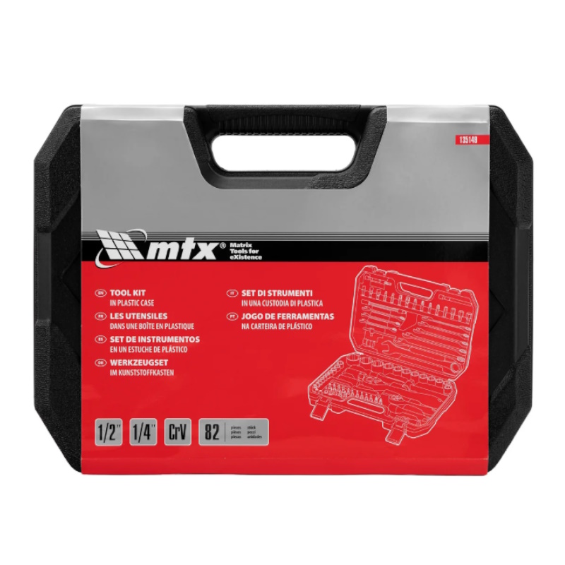 Набор инструментов MTX 135149, 1/2", 1/4", CrV, пластиковый кейс, 82 предмета в Твери