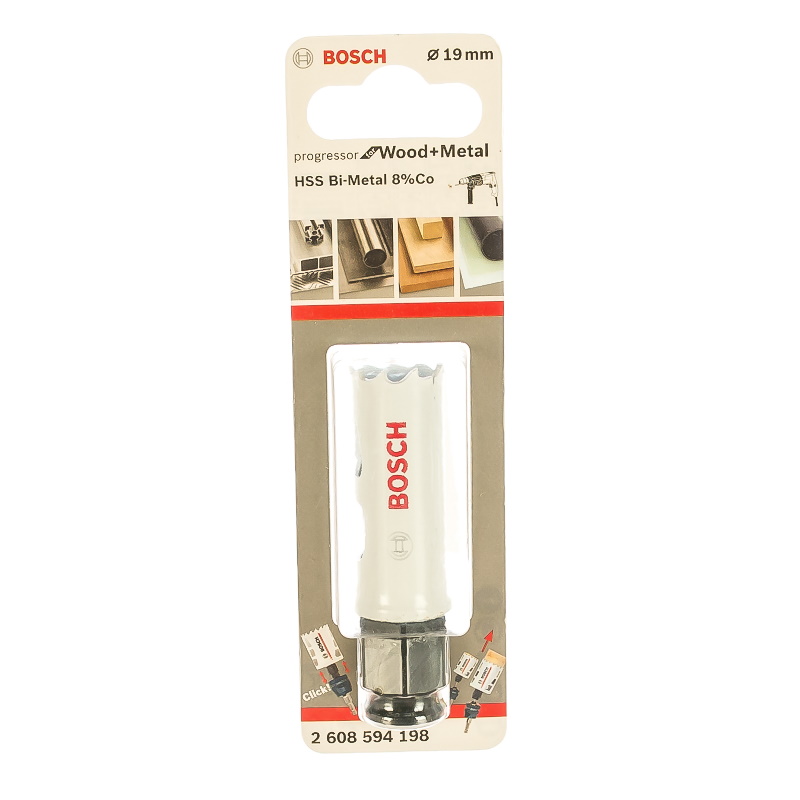 Коронка Bosch Progressor 2.608.594.198 (диаметр 19мм, рабочая длина 44 мм, биметаллическая)