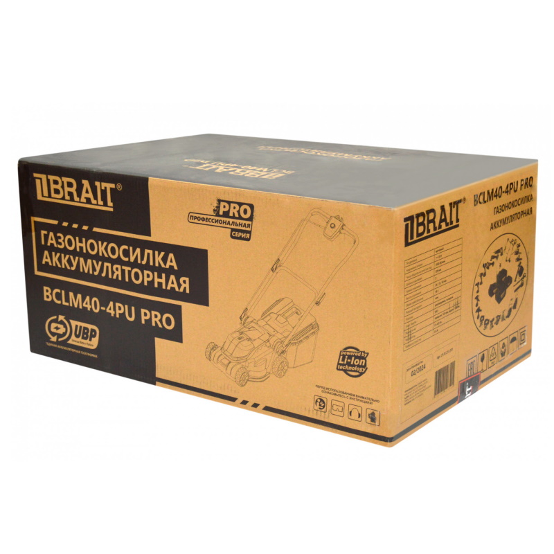Газонокосилка аккумуляторная Brait BCLM40-4PU PRO 21.01.213.101, щеточный АКБ-1х4.0 Ач, 2 АКБ в комплекте, З/У-2,4 А в Муроме