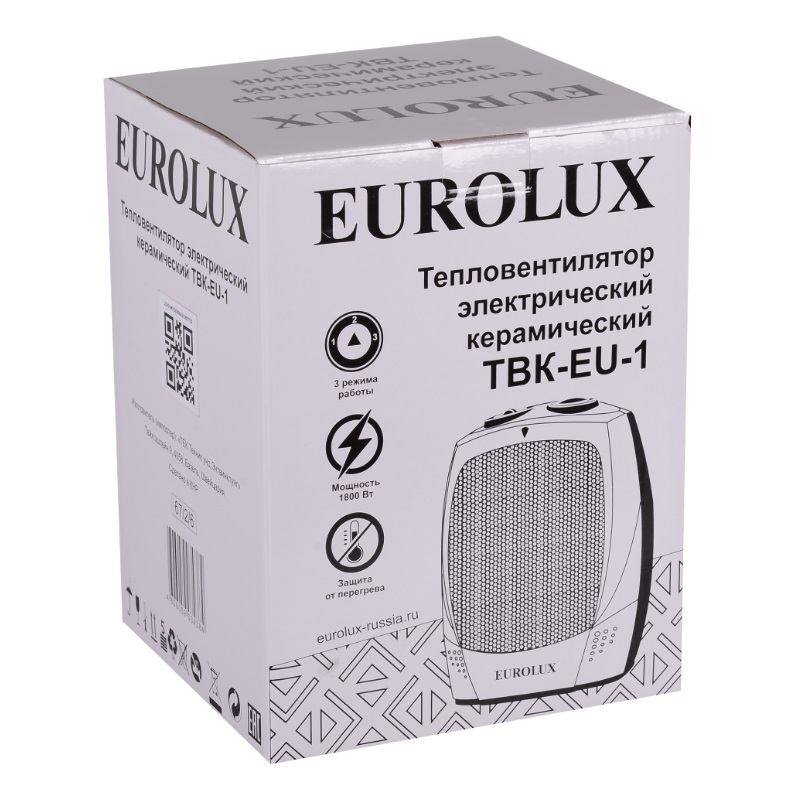 Керамический тепловентилятор Eurolux ТВК-EU-1 67/2/6, 4606059034384, с обдувом (электропитание 220 В, мощность 2000 вт, напольный)