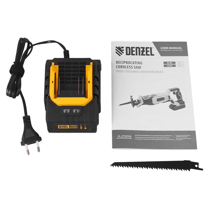 Пила сабельная Denzel RS-250 28802, аккумуляторная, бесщеточная, Li-Ion, 20 В в Переславле