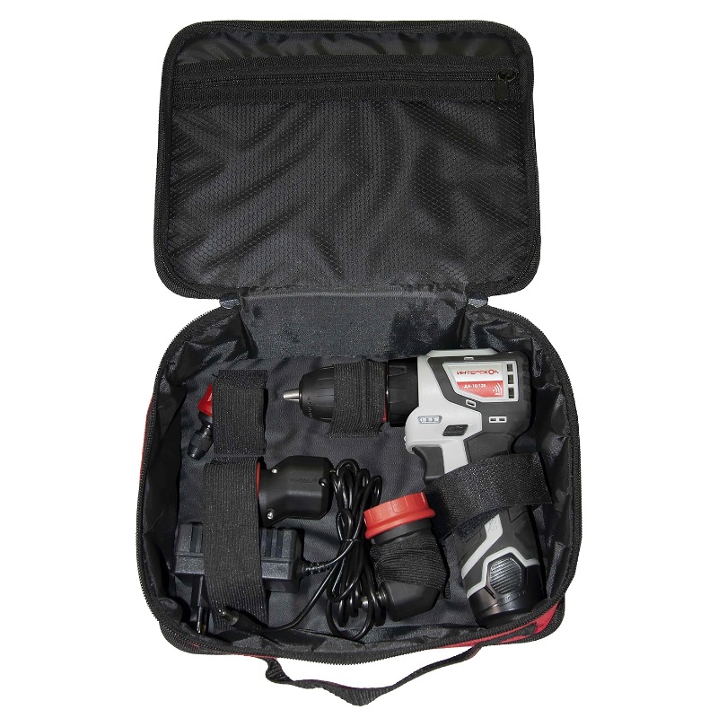 Бесщеточная аккумуляторная дрель-шуруповерт Интерскол ДА-10/12В 36 КомбиМАКС (Li-ion, сумка, 2 аккум., 2Ач, 4 насадки) 687.2.2.78