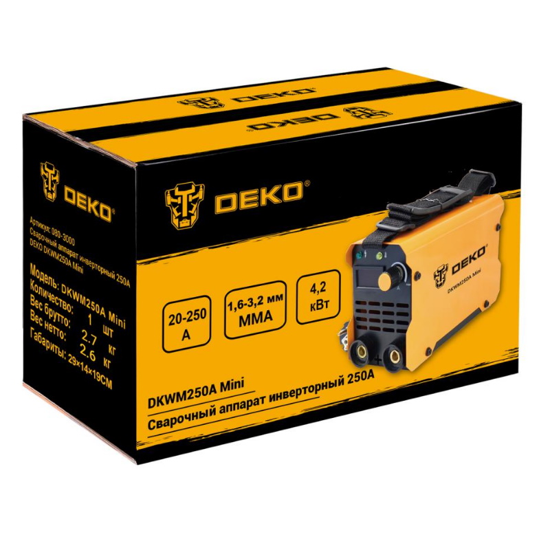 Сварочный аппарат инверторный Deko DKWM250A Mini 080-3000 250А в Ярославле