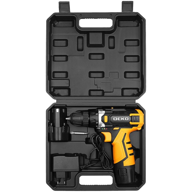 Аккумуляторная дрель-шуруповерт Deko DKCD12V 083-1006 (12В, Li-Ion 2х1.5Ач, ЗУ, кейс) в Муроме