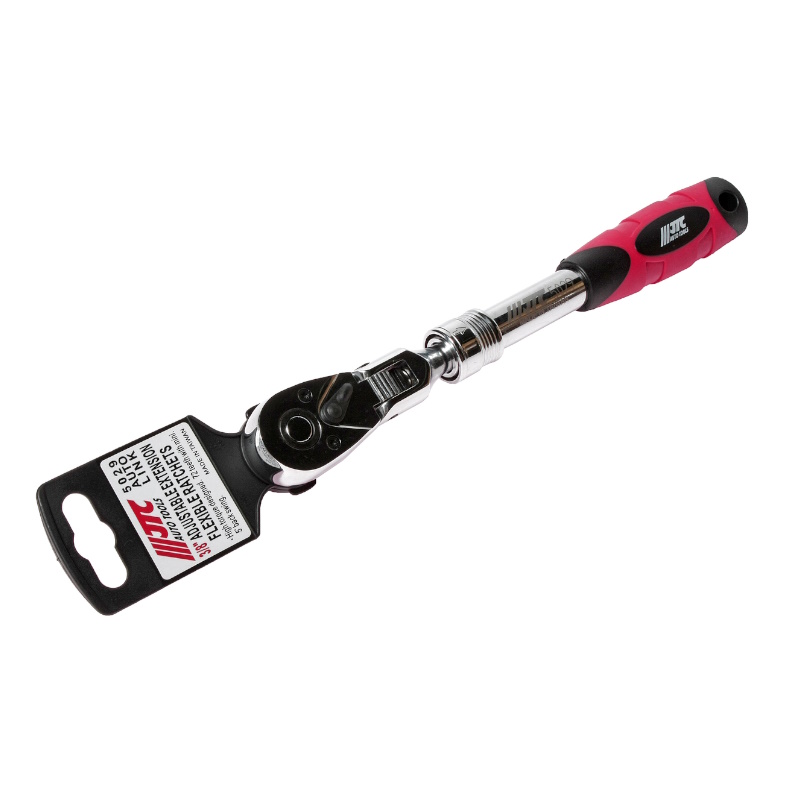 Трещотка JTC JTC-5029, 3/8", 72-зубцовая, шарнирная с поворотной головкой, с резиновой рукояткой, регулируемая длина 240-340 мм в Иваново