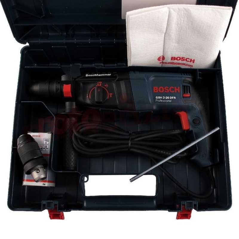 Перфоратор Bosch GBH 2-26DFR 0.615.990.G2F + ветровка в подарок в кейсе, с защитной муфтой в Муроме