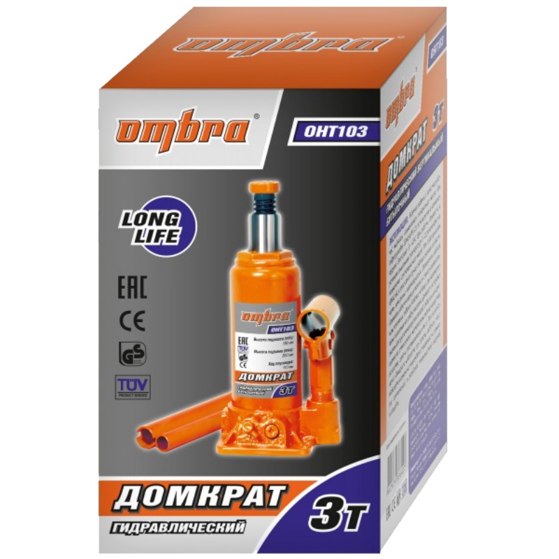 Домкрат гидравлический профессиональный Ombra OHT103 055410, 3 т., 180-350 мм в Твери