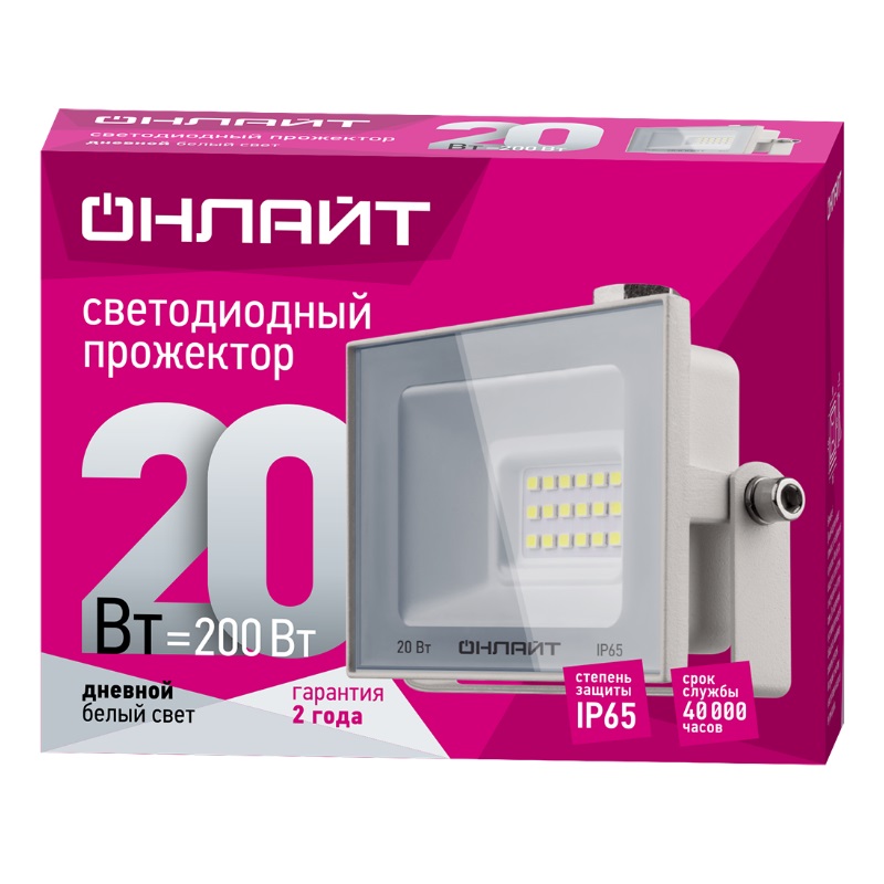 Прожектор светодиодный Онлайт OFL-20-6K-WH-IP65-LED 90133 во Владимире