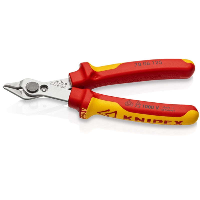 Бокорезы Knipex Electronic Super Knips KN-7806125, прецизионные VDE, нерж., 125 мм, 2-комп диэлектрические ручки в Угличе