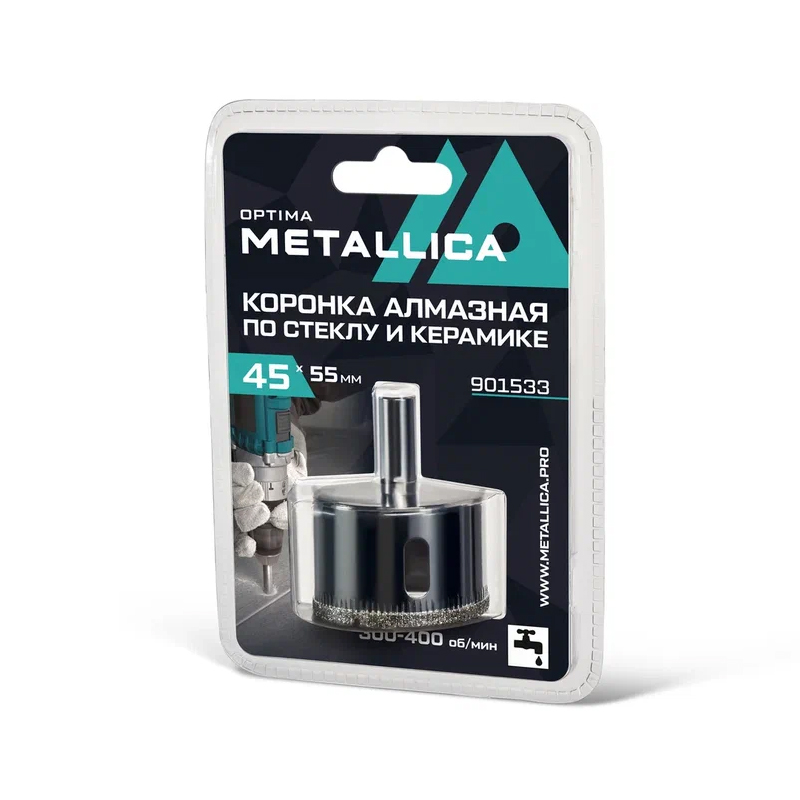 Коронка алмазная Metallica Optima 901533 (45x55 мм, #80, по стеклу, плитке, 1 шт, в блистере) в Туле