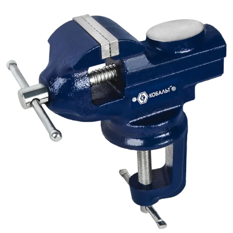 Тиски слесарные поворотные настольные Кобальт 246-029 ширина губок 50 мм чугун наковальня 1962₽