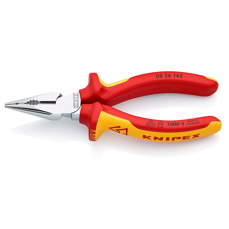 Плоскогубцы комбинированные Knipex KN-0826145SB остроконечные с удлинёнными губками VDE 145 мм хром двухкомпонентные ручки 4771₽