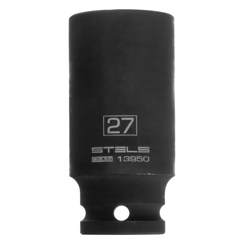 Головка ударная удлиненная шестигранная Stels 13950, 27 мм, 1/2", CrMo в Угличе