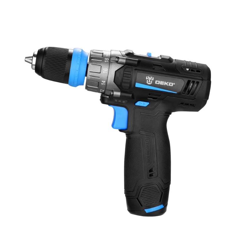 Аккумуляторная дрель-шуруповерт Deko DKCD12V PRO 083-1004 (в кейсе, co съемным патроном + оснастка 13 шт., 12В, 2х1.5Ач, ЗУ) в Череповце