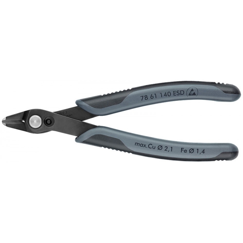 Бокорезы прецизионные Knipex Electronic Super Knips XL KN-7861140ESD для кабельных стяжек, чернёные, 140 мм, 2-комп антистатические ручки в Угличе