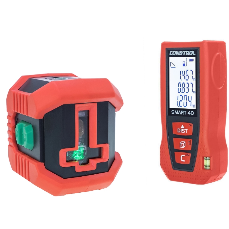 Комплект Лазерный нивелир Condtrol QB Green 20 м., 0,5 мм/м  + Лазерный дальномер Smart 40, 1,5 мм/м 1-5-243
