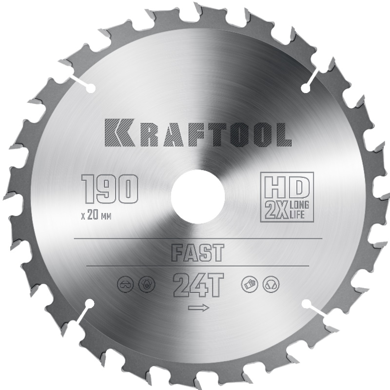 Пильный диск по дереву Kraftool Fast 36950-190-20 190 х 20 мм 24Т 1327₽