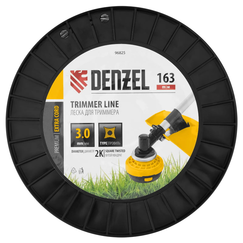Леска для триммера двухкомпонентная витой квадрат Denzel EXTRA CORD 96825, 3,0мм х 163м, на DIN катушке в Туле