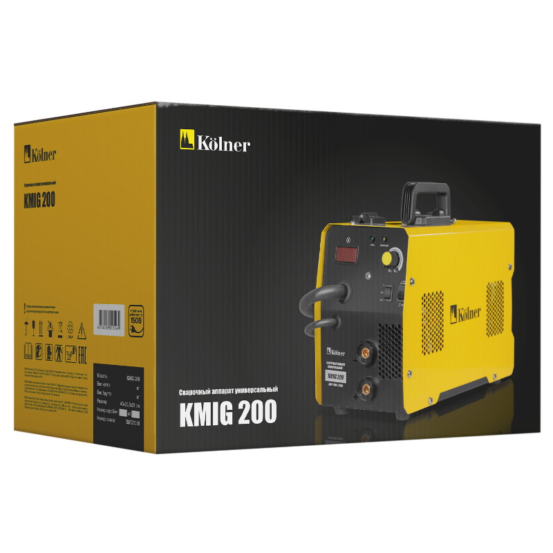 Сварочный аппарат универсальный инверторный Kolner KMIG 200 4610092015569 41кВт 20-200А MIGMAG20-180A MMA