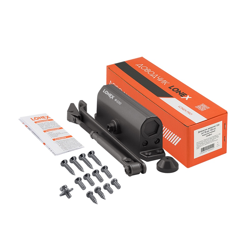 Доводчик дверной Нора-М LONEX 330 20001, от 50 до 120 кг, графит в Твери