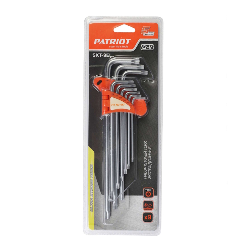 Набор ключей Patriot SKТ-9EL 350002005, TORX, экстра длинные, T10-T50, CRV, 9 шт
