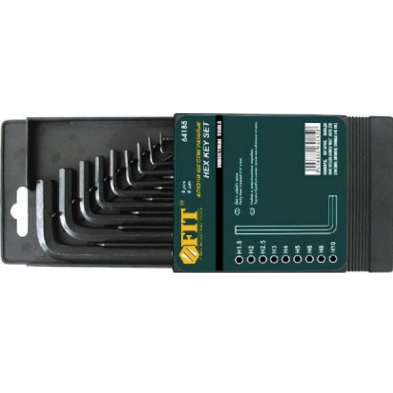 Ключи шестигранные Fit 64185, HEX, короткие, CrV, 9 шт.(1,5-10 мм) (в коробочке) в Муроме