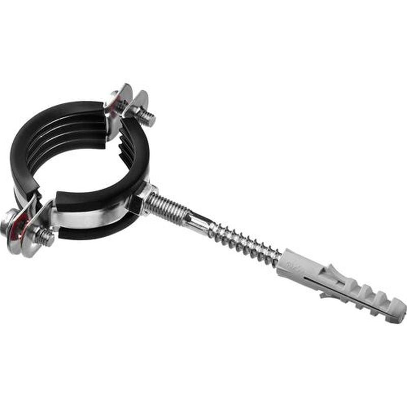 Хомут трубный металлический Humalt RU-HT М8 (25-28) 3/4" с гайкой,шпилькой-шурупом и дюбелем 007040102