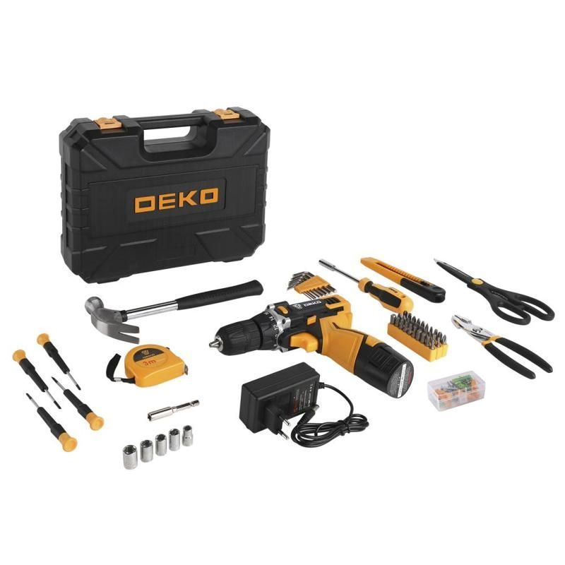 Аккумуляторная дрель-шуруповерт Deko DKCD12FU-Li 063-4104, c набор 104 инструмента для дома