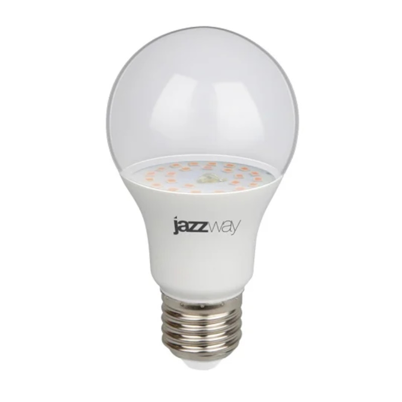 Лампа светодиодная Jazzway PPG A60 Agro 9Вт A60 5008946 477243, грушевидная, прозрачная, E27, IP20, для растений в Иваново