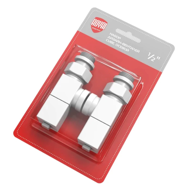 Набор дизайн-вентилей Royal Thermo CUBE НС-1422572, осевой, белый, 1/2" в Туле