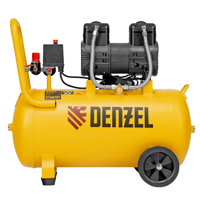 Компрессор безмасляный Denzel DLP-1500/50 58143, малошумный, 1.5 кВт, 50 л, 2850 об/мин, 250 л/мин в Коврове