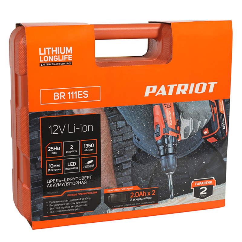 Аккумуляторная дрель-шуруповерт Patriot BR 111ES 180201411 в Угличе