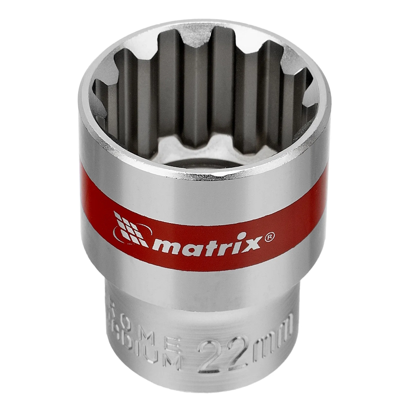 Набор универсальных торцевых головок Matrix 13597, 1/2", Spline, CrV, 10-22мм, 10 штук в Костроме