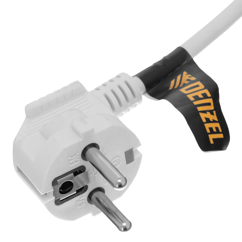 Шнур сетевой Denzel Energy Series 37666, ПВС, 3 м, 3х1 мм, с неразборной вилкой, белый в Вологде