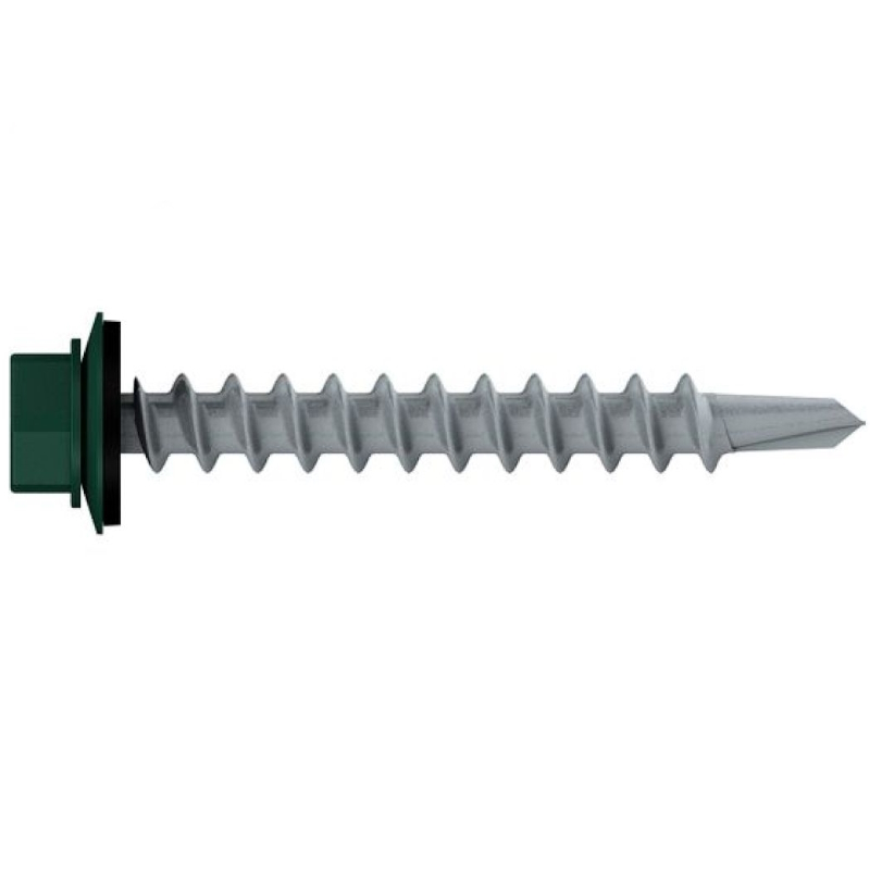 Саморез кровельный Starfix SMP2-24051-100 48х19 мм цинк шайба с прокл PT3 RAL 6005 100 шт в пластиковом контейнере 361₽