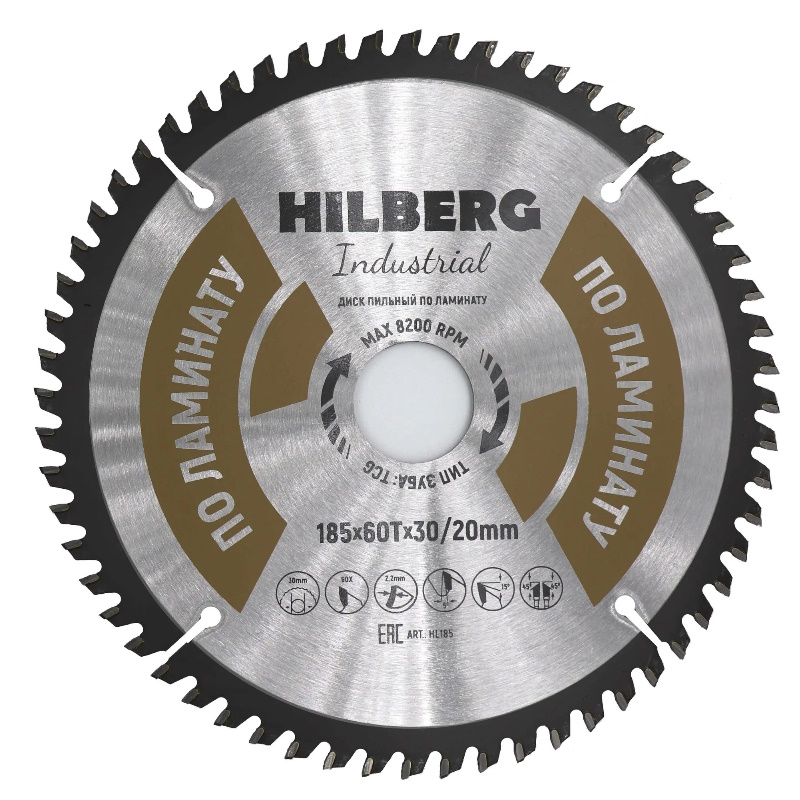 Диск пильный Hilberg Industrial Ламинат HL185 185302060Т 1382₽