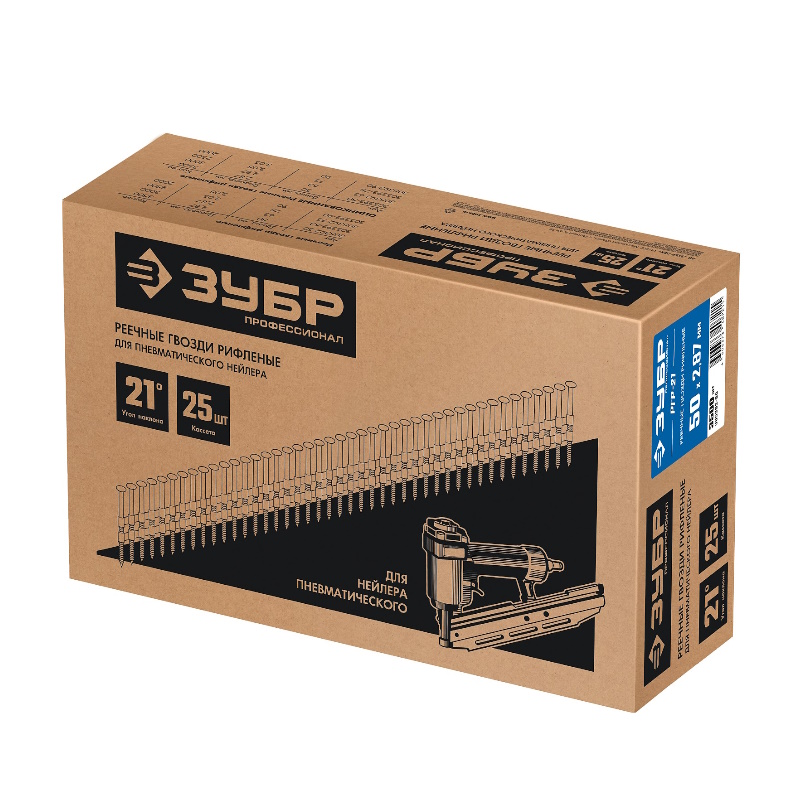 Реечные гвозди рифленые Зубр SN21 305392-50, 50 х 2.87 мм, 3500 шт