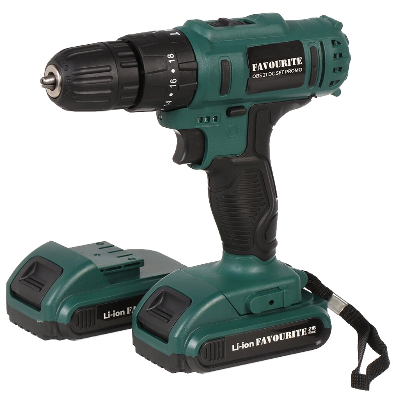 Дрель-шуруповерт аккумуляторная Favourite 158121021-1, OBS 21 DC SET PROMO, 21 В, 2* 1.5Ач