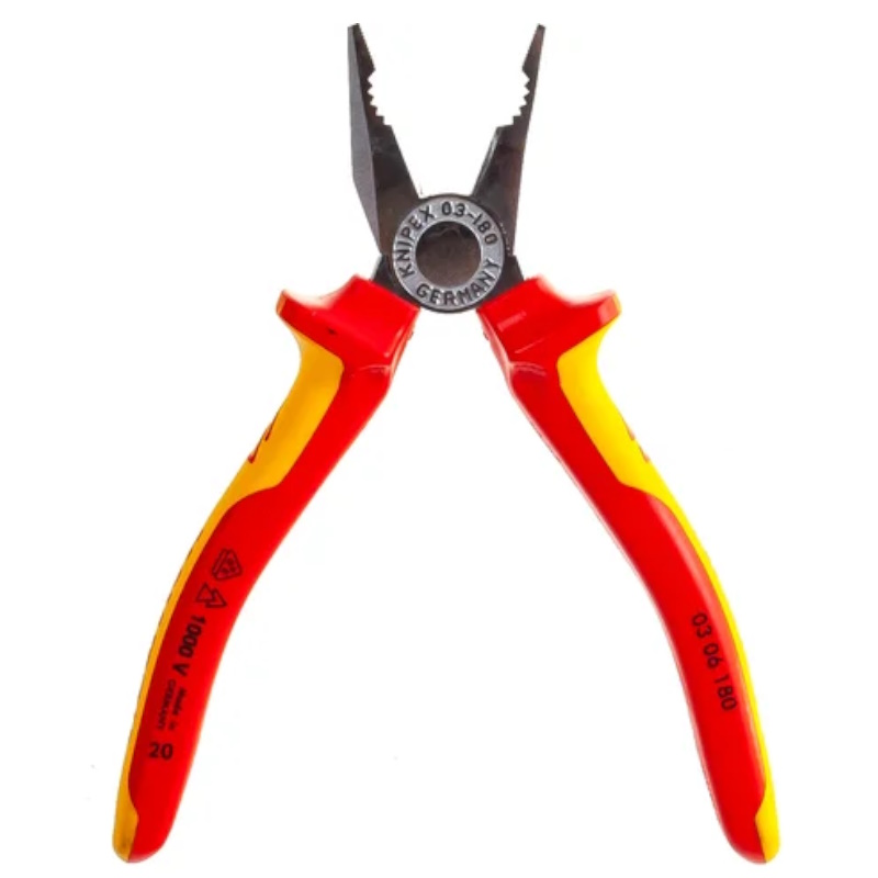 Плоскогубцы комбинированные Knipex KN-0306180SB, VDE, 180 мм, хром, 2-комп диэлектрические ручки, SB в Коврове