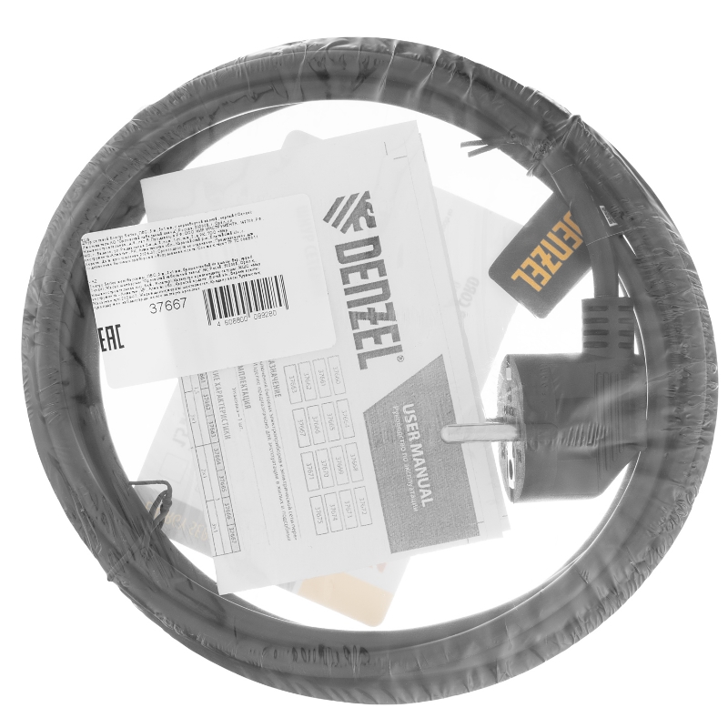 Шнур сетевой Denzel Energy Series 37667, ПВС, 3 м, 3х1 мм, с неразборной вилкой, черный в Муроме