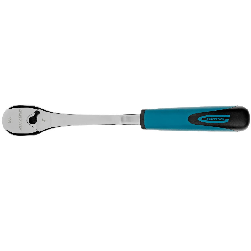 Ключ-трещотка Gross 14054, 3/8", CrV, 90 зубьев, усиленный, хром в Твери